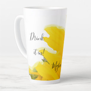 Latte Mug, Sunflower, Personalzied Mug
