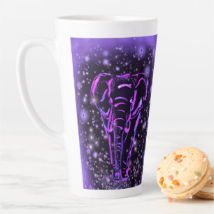 Latte Mug with Purple Elephant