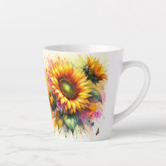 Latte Mug - Yellow Sunflowers