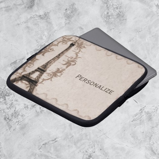 Latte Paris Grunge Laptop Sleeve (Latte Paris Grunge Personalized Laptop Sleeve)