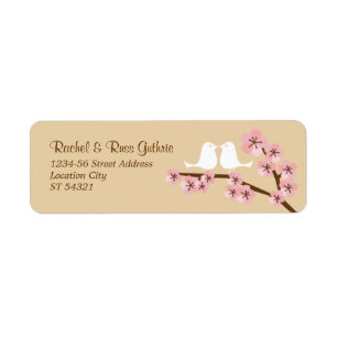 Latte & Pink Cherry Blossom Return Address