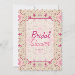 Latte Pink Stars Pattern Bridal Shower Invitation