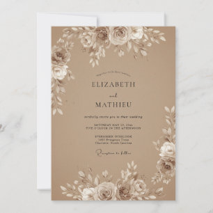 Latte Warm Bohemian Wedding Invitation