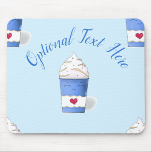 Latte & Whipped Cream (Blue) Mouse Pad