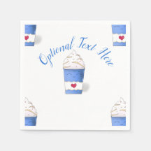 Latte & Whipped Cream (Blue)  Napkins