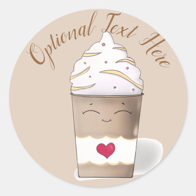 Latte & Whipped Cream (Coffee)   Classic Round Sticker (Front)