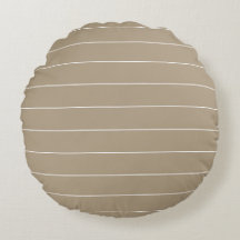 Latte White Stripes Pattern Outdoor Round Pillow