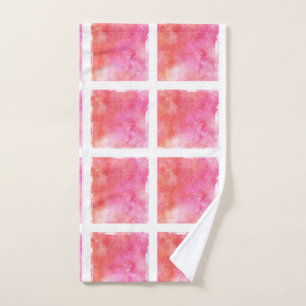 Lattice and Marble Effect Pink and Orange Hand Towel