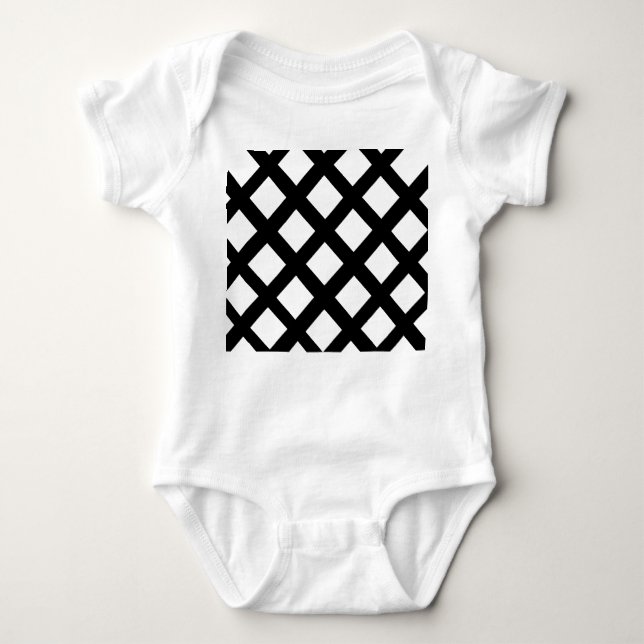 Lattice Baby Bodysuit (Cream & Black) (Front)