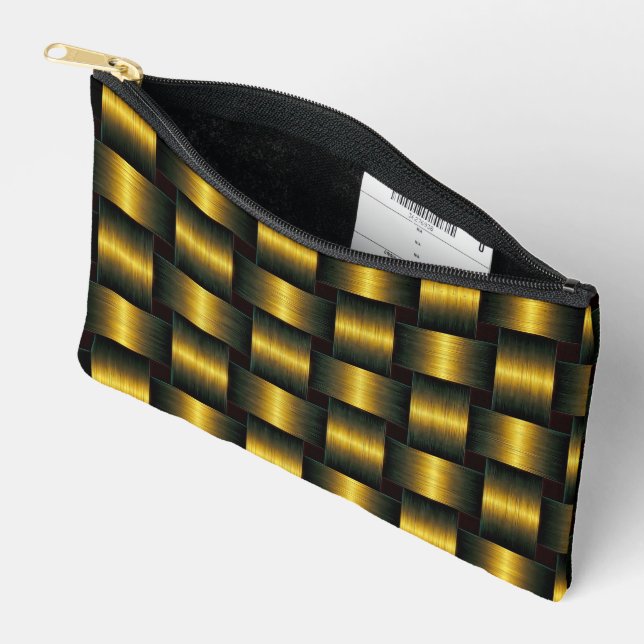 Lattice Black and Gold Accessory Pouch (Open)