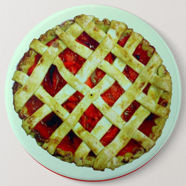 lattice crust strawberry pie button (Front)