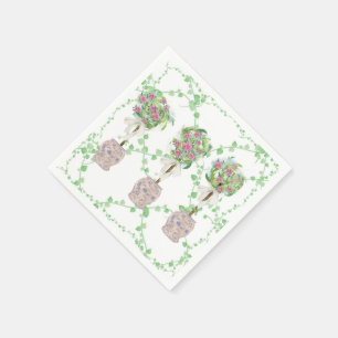 Lattice Green Topiary Roses Ginger jars jar Napkin