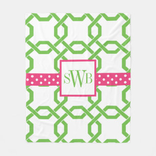 Lattice & Grosgrain Monogrammed Fleece Blanket