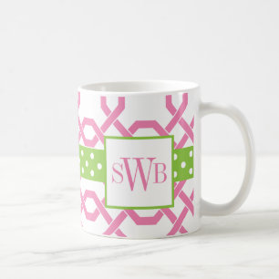 Lattice & Grosgrain Monogrammed Mug