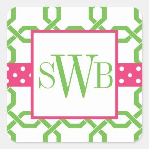 Lattice & Grosgrain Monogrammed Stickers