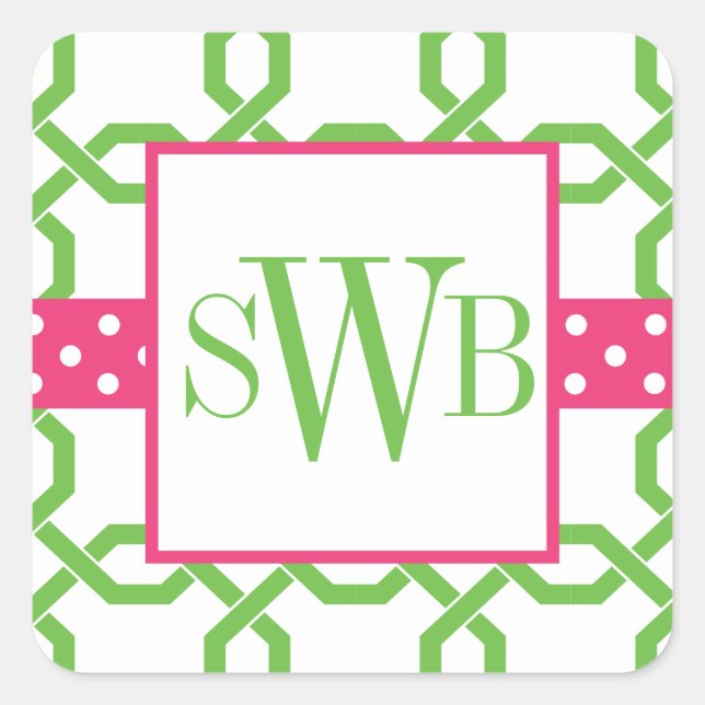 Lattice & Grosgrain Monogrammed Stickers (Front)