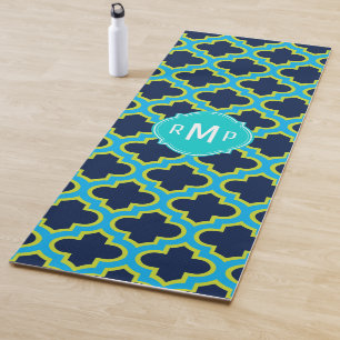 Lattice Pattern in Turquoise Green Blue Yoga Mat