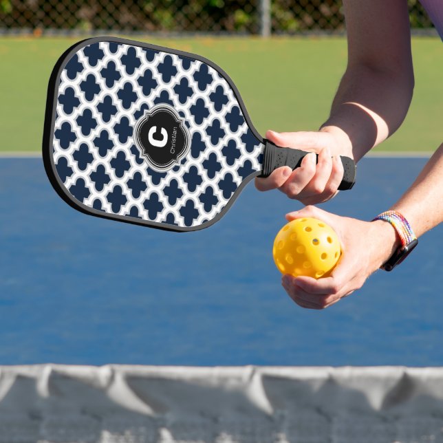 Lattice Pattern Monogram Name Pickleball Paddle (Insitu)
