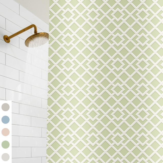 Lattice Print Pattern Vintage Classic Green Shower Curtain (Creator Uploaded)