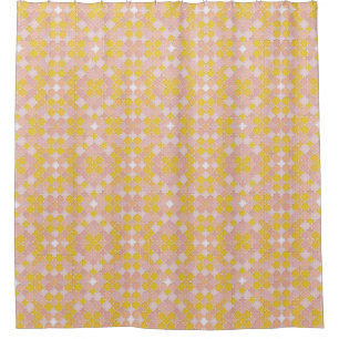 Lattice Quatrefoil Pattern Amber Rose & Tangelo Shower Curtain