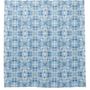 Lattice Quatrefoil Pattern Cerulean Blue Shower Curtain