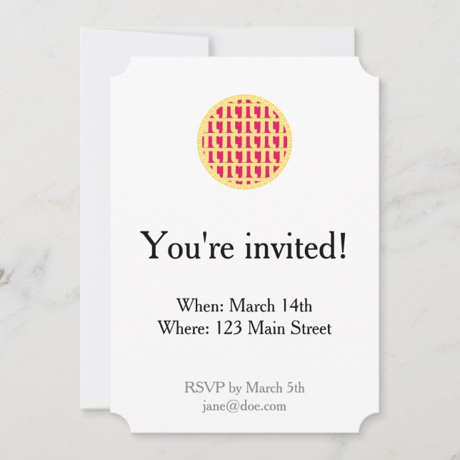 Lattice Raspberry Pie - Pi Day Invitation (Front)