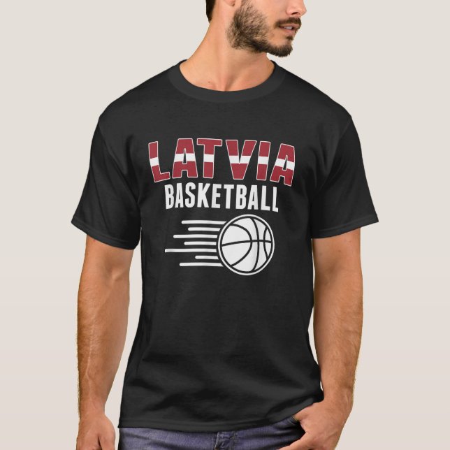 Latvia Basketball Fans Jersey Latvian Flag Sport L T-Shirt (Front)
