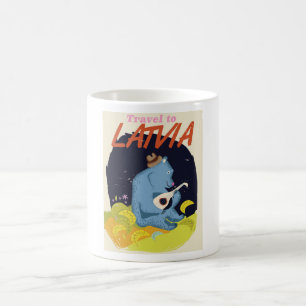 Latvia Cartoon vintage travel poster Coffee Mug