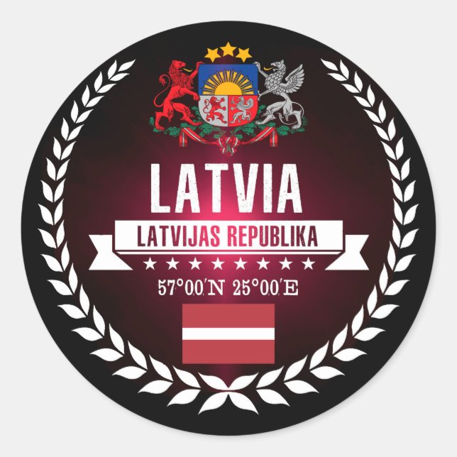 Latvia Classic Round Sticker (Front)
