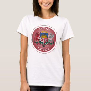 Latvia Coat of Arms Circle Shape T-Shirt
