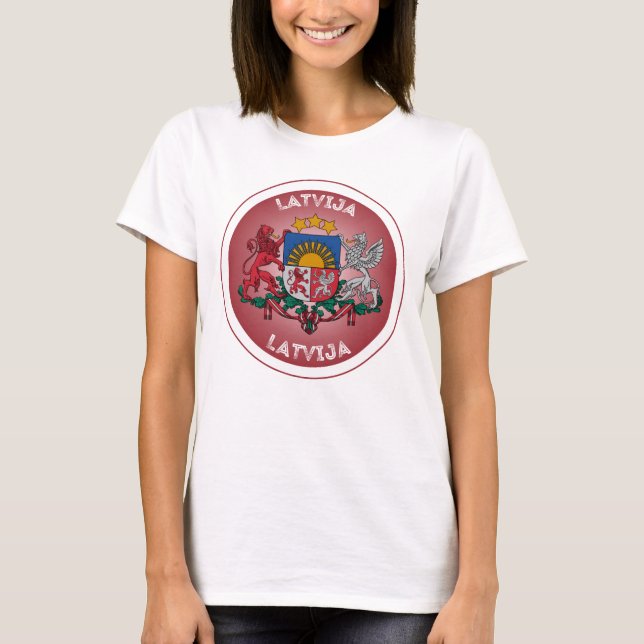 Latvia Coat of Arms Circle Shape  T-Shirt (Front)