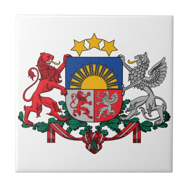 Latvia Coat Of Arms Tile (Front)