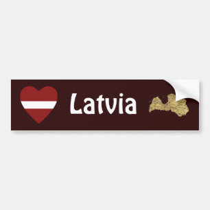 Latvia Flag Heart + Map Bumper Sticker