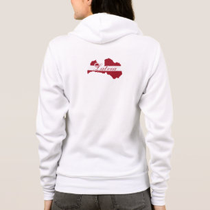  Latvia Flag , Map of Latvian Gift ,Backside Hoodie
