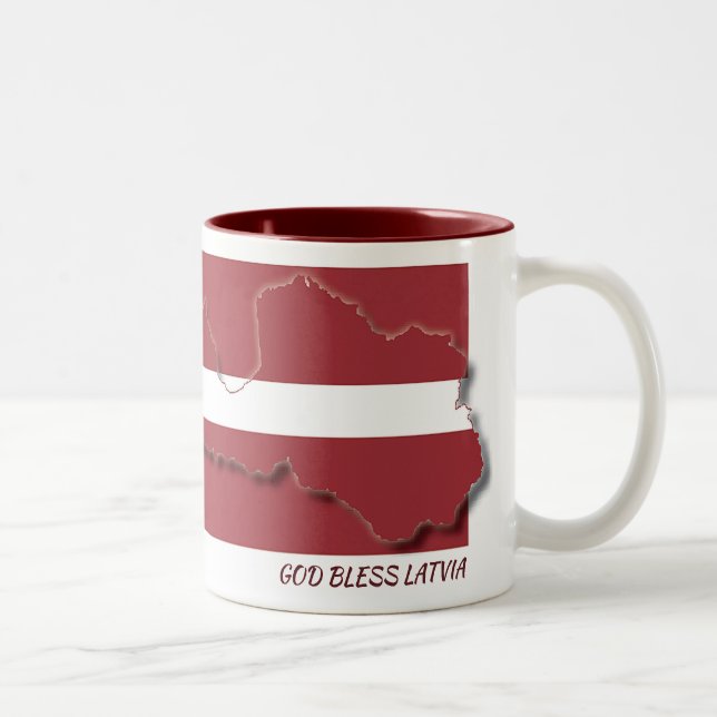 LATVIA FLAG MAP Scripture Customised Two-Tone Coffee Mug (Right)