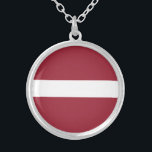 Latvia Flag Silver Plated Necklace<br><div class="desc">Patriotic flag of Latvia.</div>