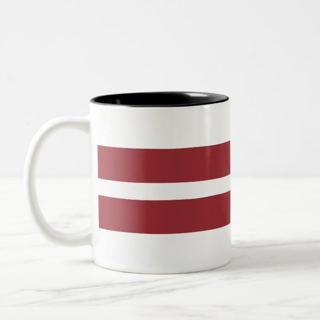 Latvia Flag Two-Tone Coffee Mug (Left)