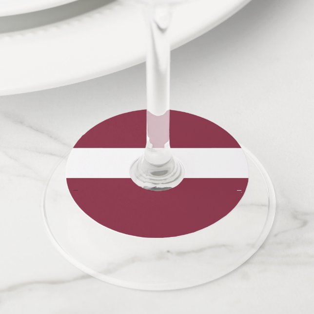 Latvia flag wine glass tag (Close Up)