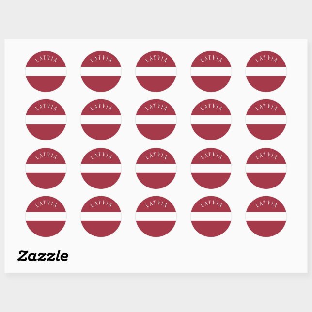 Latvia Flag (with editable text) Classic Round Sticker (Sheet)