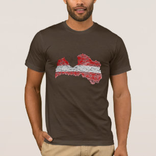 Latvia Flagcolor Map T-Shirt