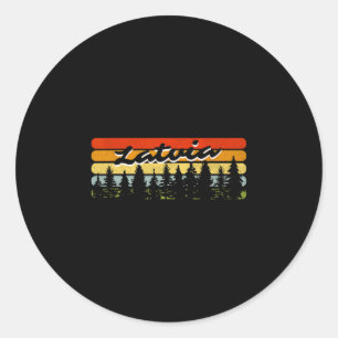 Latvia Forest Sunset Trees Cabin Vacation Souvenir Classic Round Sticker