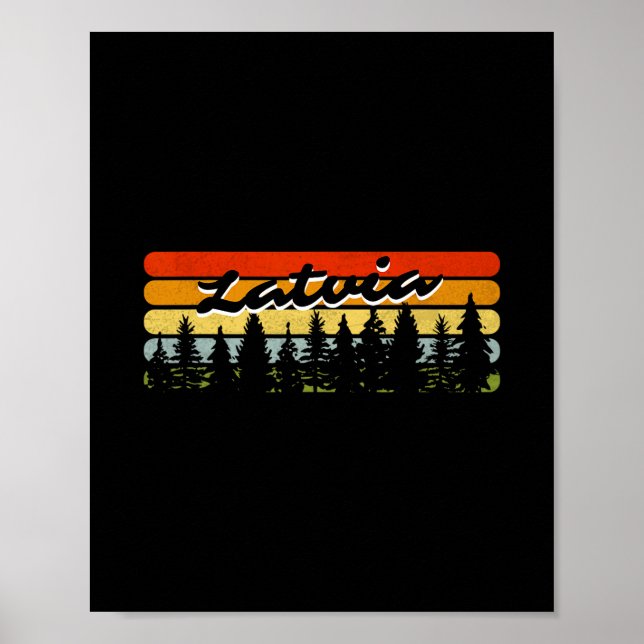 Latvia Forest Sunset Trees Cabin Vacation Souvenir Poster (Front)