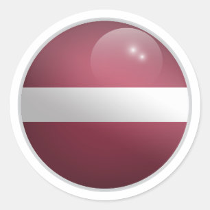 Latvia Glossy Circle Flag Classic Round Sticker
