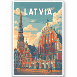 Latvia Illustration Travel Art Vintage