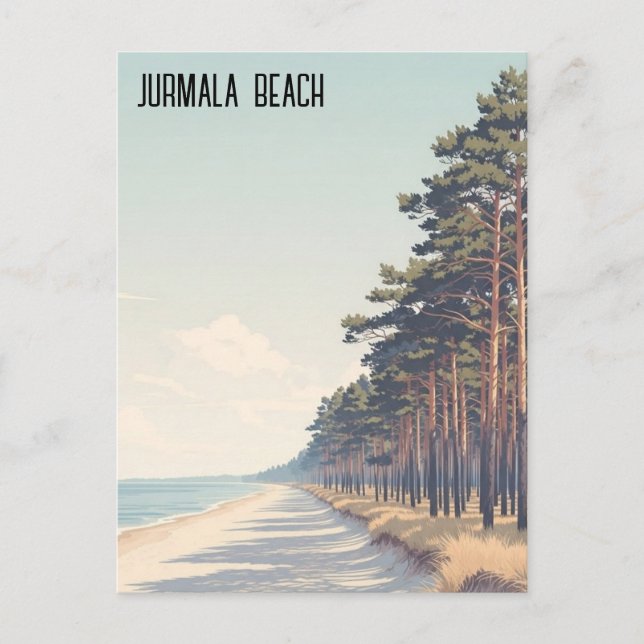 Latvia Jūrmala Beach Travel Postcard (Front)