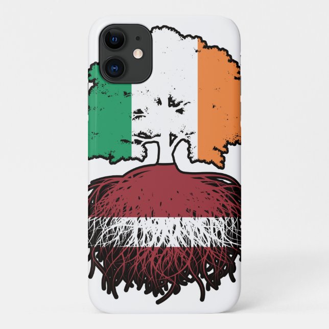 Latvia Latvian Irish Ireland Tree Roots Flag Case-Mate iPhone Case (Back)