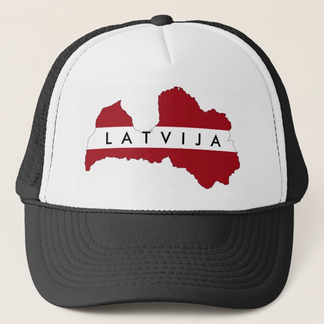 latvia latvija country flag map shape symbol trucker hat (Front)