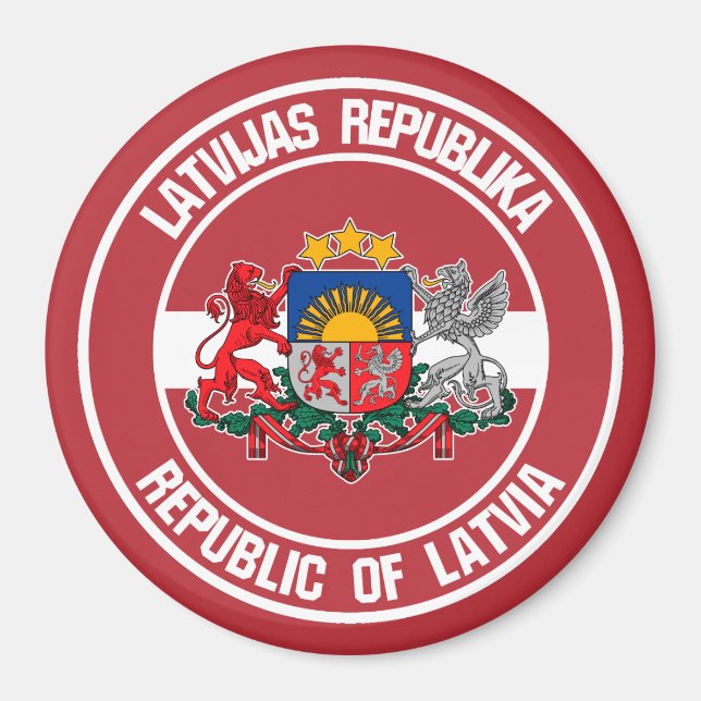 Latvia Round Emblem Magnet (Front)