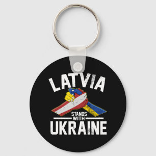 Latvia Stands With Ukraine Ukrainian Latvian Flag  Key Ring