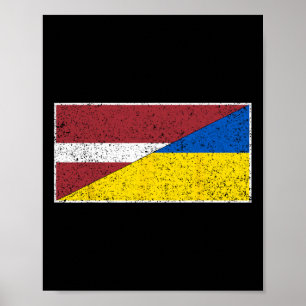 Latvia Ukraine Flag Latvian Ukrainian Nationality Poster